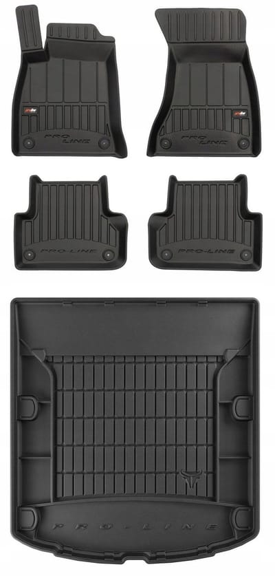 Frogum ProLine Complete Set: Luxe Rubberen Automatten + Kofferbakmat - Geschikt voor AUDI A5 II Sportback / Liftback vanaf 2016 - Perfecte Pasvorm - Geurloos TPE - Zwart