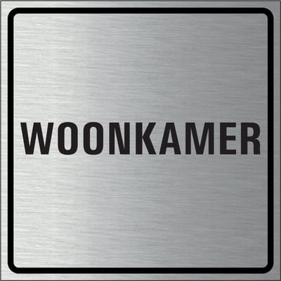 Woonkamer bordje, geborsteld aluminium 150 x 150 mm