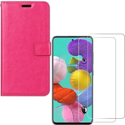 hoesje Geschikt voor: Samsung Galaxy Note 10 Lite Portemonnee roze met 2 stuks Glas Screen protector