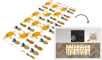 Keukenloper - Loper keuken - Olifant - Ananas - Geel - Patroon - 120x50 cm - Keukenloper vinyl