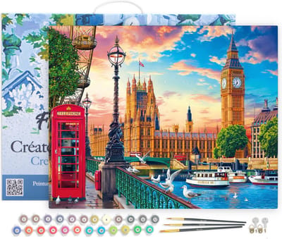 Figured'Art Schilderen op Nummer Volwassenen met lijst - Londen in de lente - Handwerk acrylverf Kit DIY Compleet - 40x50cm Canvas al ingelijst