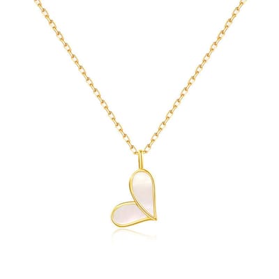 dames ketting met hartje-staal ketting -goudkleurig-24mm-6mm-40+6cm