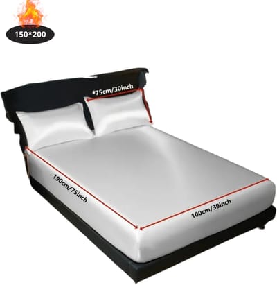 Nivard Satijnen Hoeslaken Set - Inclusief Kussensloop - 2 Delige Set - Beddengoed - Fitted Sheet - Pillow Case - Bed - Wit 150x200