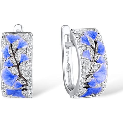 Hoogwaardige Blauw Witte Bloem Epoxy Oorbellen voor Vrouw Blauw Witte Zirkonia Oorbellen Mode Sieraden Cadeau Bruiloft Feest white