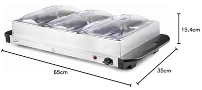 Buffetverwarming 3 x GN 1/3 - 300W Elektrische Verwarmingsplaat voor Professionele Gastronomie