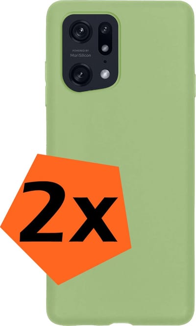 Hoes - 2 Stuks - Geschikt voor OPPO Find X5 - Sterk & Shockproof - Case Siliconen - Back Cover - Telefoon Hoes - Groen
