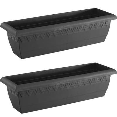 5x stuks antraciet grijze rechthoekige plantenpotten/bloempotten Jardinera 60 x 20 cm kunststof - Voor binnen/buiten