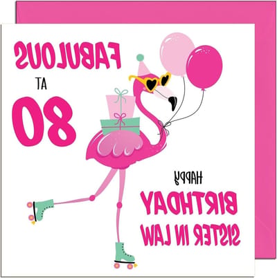 80e schoonzus verjaardagskaart - Fabulous Flamingo - Roze schattige schoonzus verjaardagskaart voor 80 jaar oud tachtig