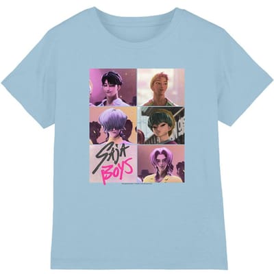 K-Pop Demon Hunters Kinderen Saja Jongens Ruit T-Shirt (Lichtblauw)