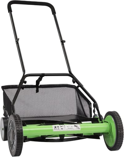 Handgrasmaaier - Duwmaaier - Gazon Onderhoud - Stille Werking - 50 cm Snijbreedte - Groen Zwart