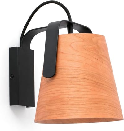 Industriële Wandlamp Zwart Hout E27 voor Binnen