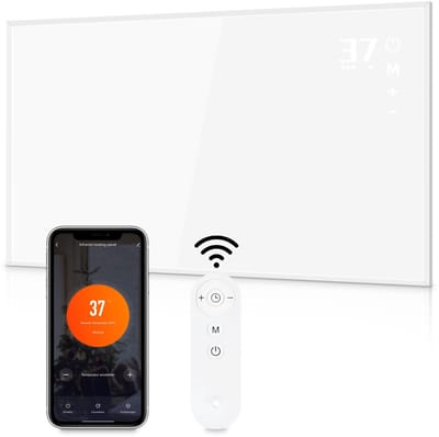 Glitzerlife Infrarood Wandverwarming 450W - Infrarood paneel met Thermostaat & App/WiFi Bediening - Energiezuinige Elektrische Kachel - Als Staand of Wandmodel met Afstandsbediening