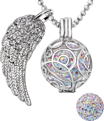 Engelenroeper 18mm Bolhouder met Ketting 90cm en Bolletje - Dames - Zilverkleurig Cirkels - EBS18014