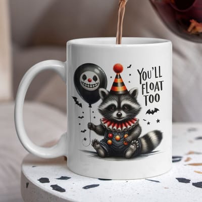 Creasowl® You'll float too wasbeer - Koffiemok - Koffie mok met spreuk - Cadeau voor vrouw - Grappige cadeaus - Cadeau voor vriendin - Kado halloween - Grappige mok - Cadeautje voor haar - Mokken en bekers - Verjaardag cadeau - Mok met tekst