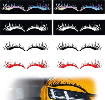 Autokoplamp Stickers - Wimper stickers - Auto personaliseren - Uniek design - 8 stuks - Zwart