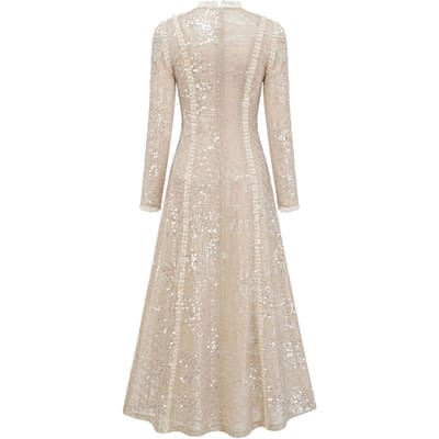 Jurk Lente en Herfst Premium Niche Lange Mouw Ronde Hals Hoge Taille Temperament Lange Jurk M white