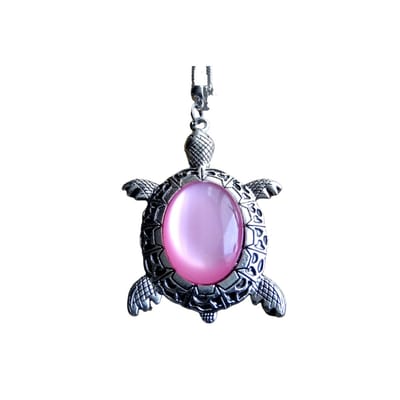 2 Love it Schildpad Flamingo - Ketting - Lengte 40 + 5 cm - Stainless steel - Metaal - Roze - Zilverkleurig
