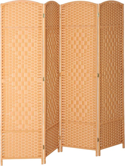 HOMCOM Room Divider-Polypropyleen, grenenhout-180L x 1,7B x 180H cm-Bruin
