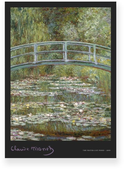 Poster 20x30 cm - The Water Lily Pond - Claude Monet - Brug - Waterlelies - Groen - Zwart - Impressionistisch - Kunst - Muurdecoratie - Wanddecoratie