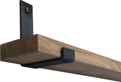 GoudmetHout® Wandplank Industrieel - 40 x 10 cm Muurplank - Eiken Hout - Decoratie Wandrek & Boekenrek - Hangplank Keuken - Wall Shelf + 2 Plankdragers van Ruw Staal