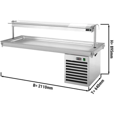 GGM Gastro Einbau Kühlplatte - 2100mm - +2 bis +8 °C - 6x GN 1/1 - 700 Watt - mit Glas-Hustenschutz Zilver