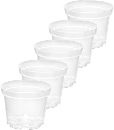 Garronda Plantenpot Bloempot - Kunststof - Rond - Plantenbak - 5 Stuks - Transparent, 9cm H=8.5cm – Transparant - GD-NIC-Pot64