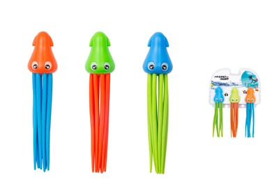 Bestway Duikringen inktvissen - 3x stuks - gekleurd - kunststof - duik spelletjes - zwembad speelgoed
