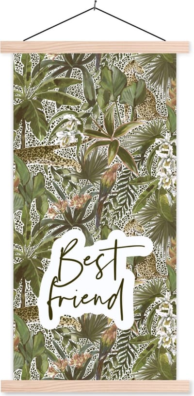 Posterhanger incl. Poster 60x120 cm - Schoolplaat - Best friend - Best friends - Quotes - Spreuken - Vrienden - Textielposter - Blanke latten