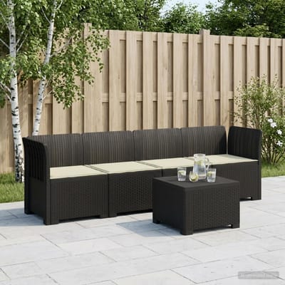 vidaXL - 4-Zits - Tuin - Sofa - met - Kussens - Rieten - Look - PP - Antraciet