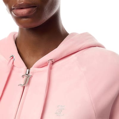 Juicy Couture Madison Classic Velour Hoodie met Juicy Logo ROZE - Maat XXS