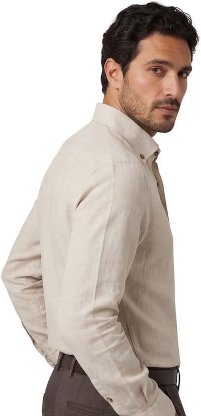 Beige linnen  John Miller overhemd