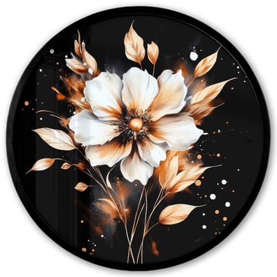 Poster in lijst Rond - Fotolijst 40x40 cm - Posters - Bloem - Verf - Goud - Graffiti - Modern - Ronde posterlijst zwart - Decoratie - Wanddecoratie woonkamer - Muurdecoratie slaapkamer