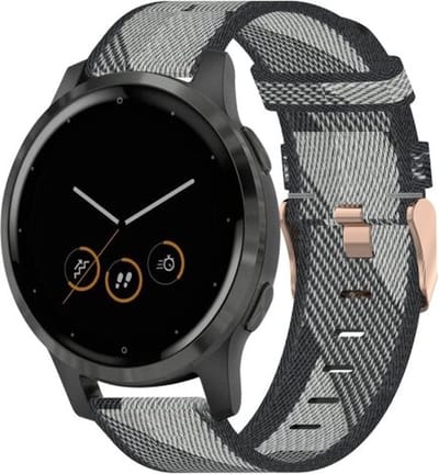 By Qubix - geschikt voor Huawei Watch GT 4 / GT 5 (41mm) & GT 5 Pro (42mm) - Canvas nylon bandje - Grijs