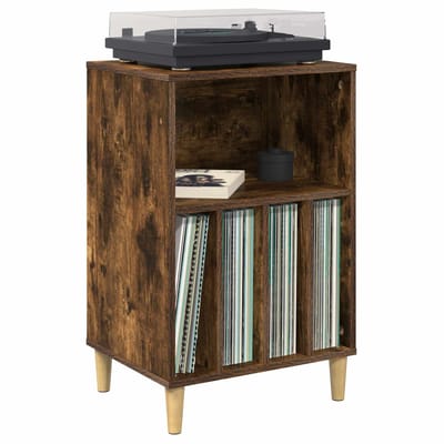vidaXL - Draaitafelstand - Gerookt - eiken - 47 - x - 39,5 - x - 74,5 - cm - Bewerkt - hout