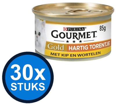 30x Gourmet Gold - Hartig Torentje Kip & Wortel - Kattenvoer Natvoer - 85g