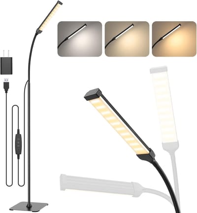 SNJY® Hoeklamp - Staande Lampen Woonkamer - Vloerlampen Woonkamer - 3 Kleurmodi - 10 Helderheidsinstellingen - Zwart