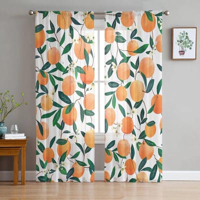Oranje blad bloemtak tule gordijnen voor woonkamer slaapkamer voile pure gordijn venster home decor gordijnen 135W x 137H(cm) beige