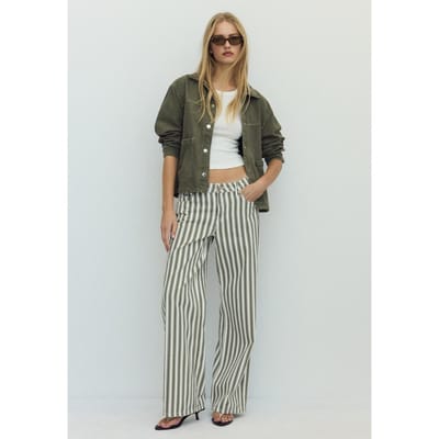 Stradivarius Denim jas met opgezette zakken  Kaki L