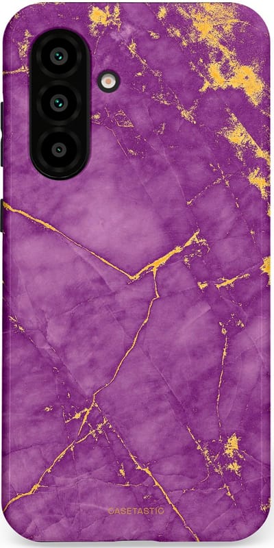 Casetastic hoesje geschikt voor Samsung Galaxy A36 / Samsung Galaxy A56 - Dubbellaagse bescherming - Paarse Marmer - Fashion Case - Lavendel Goud