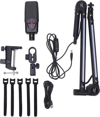 Microfoon Armstandaard - USB Microfoon Kit - Streaming en Gaming - Dynamische RGB Verlichting - 1.2 kg - Zwart