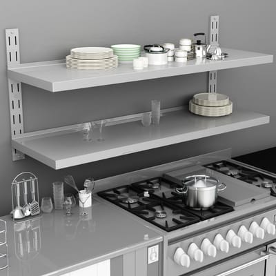 vidaXL - Zwevend - schap - 2-laags - 150x30 - cm - roestvrij - staal