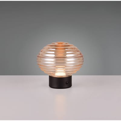 REALITY EARL - Tafellamp - Zwart mat - incl. 1x SMD 2W - Touch functie - Oplaadbaar - Snoerloos - Amber glas