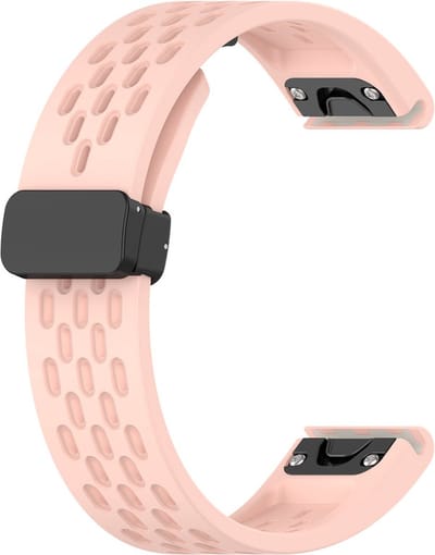 Siliconen bandje - geschikt voor Garmin Fenix 5 / 5 Plus / 6 / 6 Pro / 7 / 7 Pro / 8 (47 mm) / E (47 mm) / Epix (Pro) (2) 47 mm / Quatix 5 / 6 / 7 / 7 Pro / Approach S60 / S62 / S70 47 mm / MARQ / D2 Delta / D2 Mach 1 / Descent G1 - licht roze