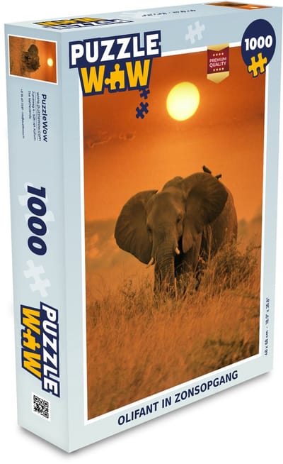 Puzzel Olifant in zonsopgang - Legpuzzel - Puzzel 1000 stukjes volwassenen
