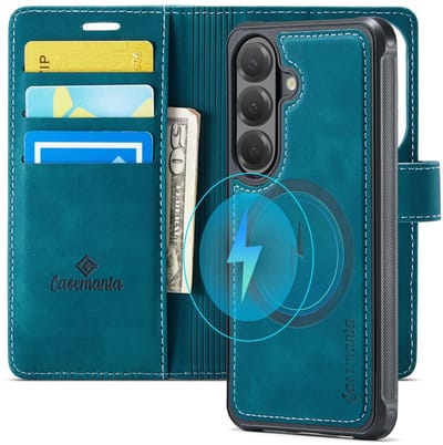 CaseMania Bookcase hoesje geschikt voor Samsung Galaxy S26 - Effen Groen - Kunstleer - 2-in-1 Magnetisch Uitneembaar Design - Compatible Qi2 & MagSafe