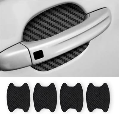 4 stuks universele koolstofvezel anti-kras autodeurklink beschermfolie, lakafdekkingsstickers geschikt voor de meeste autohandgrepen (zwart)