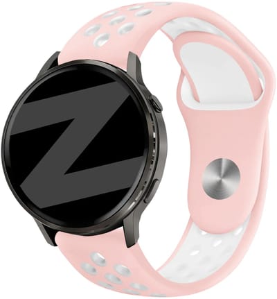 Bandz Sport 'Deluxe' siliconen bandje geschikt voor Garmin Vivoactive 6 / 5 / 3 / Vivomove / 3 / HR / Style / Luxe / Sport / Trend / Forerunner 645 / 570 / 245 / 170 / 165 / 70 / 55 / Venu / SQ / SQ2 / 2 Plus / Approach S12 / S40 / S42 - Roze/Wit