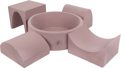 KiddyMoon Foam speeltuin PPZP-OK30D-135 met ballen heide: bruin-koper-pastel-beige-blauw-haar zwembad 300/groef/tunnel/ramp L/semi-glijbaan