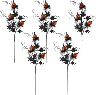 Halloween Pompoen Stekken - Horror Decoraties - Feestelijke Sfeer - Herbruikbaar Materiaal - 42 cm Hoog - Zwart