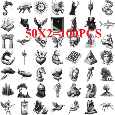 50/100 STuks Retro Potlood Deeltjes Stickers Decoratieve Gitaar Notitieboek Bagage DIY Waterdichte Kantoorbenodigdheden Stickers